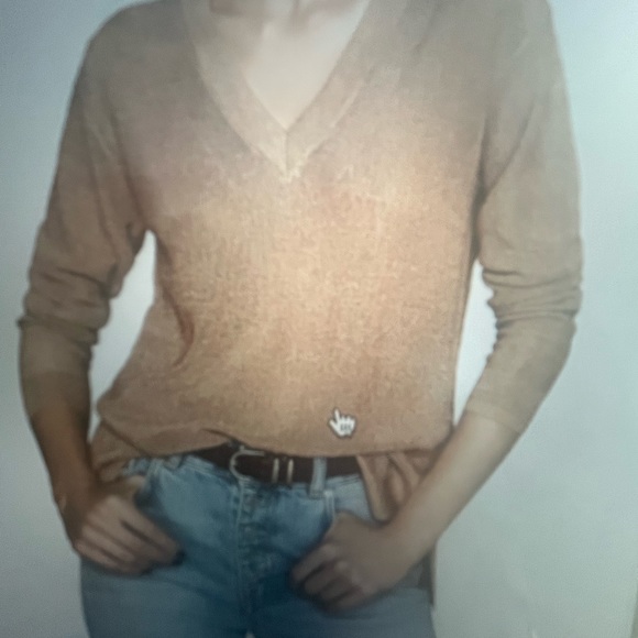 REISS Effie Metallic V-Neck Sweater Rose Gold S - Picture 3 of 7